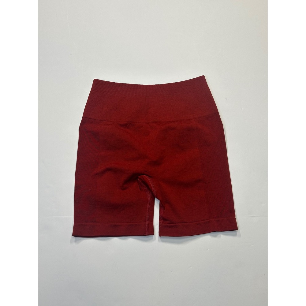Alphalete Amplify Shorts Womens Small Red High Waisted Scrunch Seamless Biker